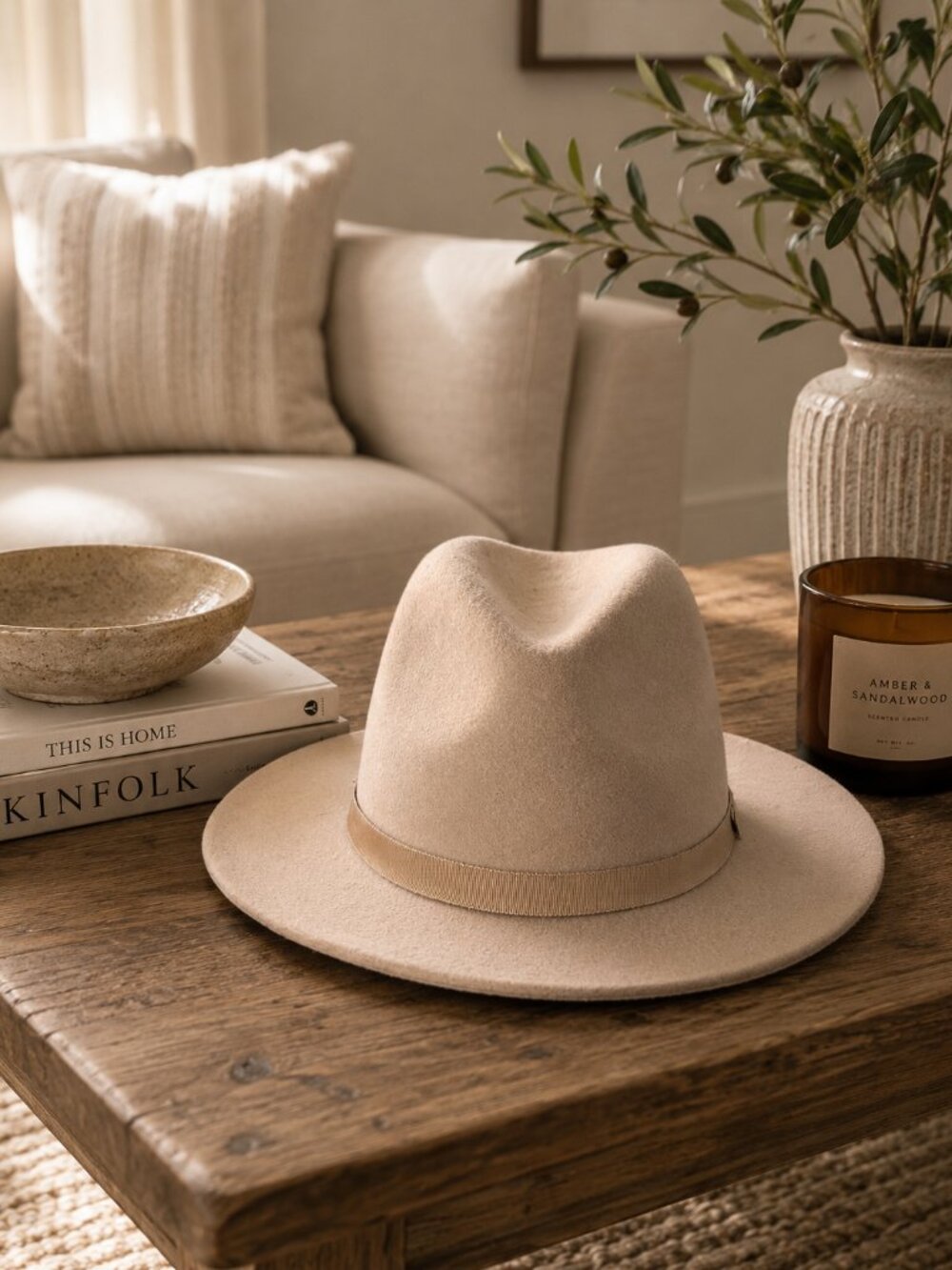 NWOT Alixiliary Artizia Wool Fedora Hat Tan Felt Hat Medium/Large